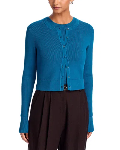 Toccin Zoe Cropped Cardigan In Blue