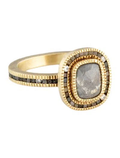 Pre-owned Todd Reed 18k Diamond Cube Halo Cocktail Ring In Multicolor