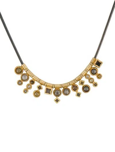 Pre-owned Todd Reed Diamond Mosaic Pendant Necklace, 16" In Multicolor