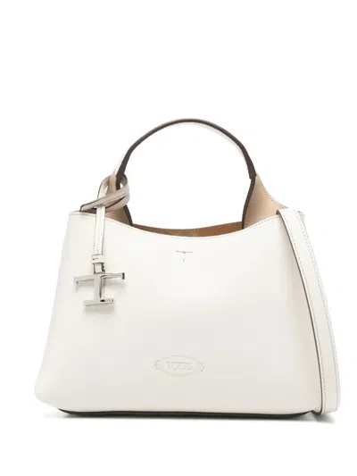 Tod's Tods Grained Leather Micro Shopping Bag In Metallic