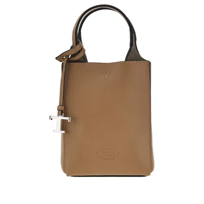 Tod's Tods Grained Leather Micro Tote Bag In Brown