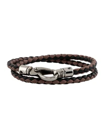 Pre-owned Tod's Leather Braided Double Wrap Bracelet In Multicolor