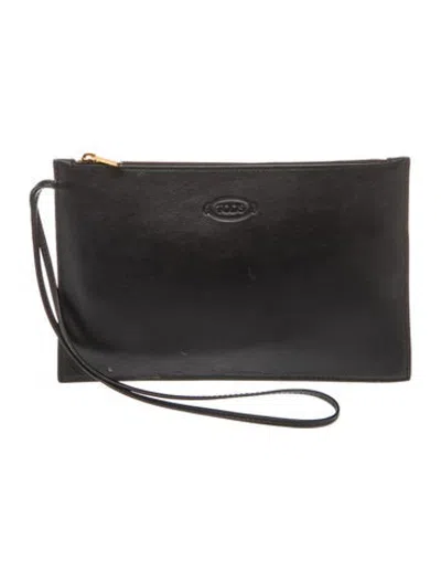 Pre-owned Tod's Leather Clutch In Black