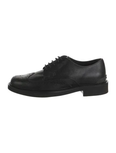 Pre-owned Tod's Leather Lasercut Accents Brogues W/ Tags In Black