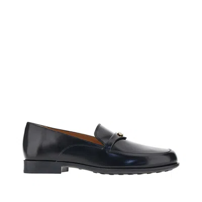 Tod's Tods Leather Loafers With Logo Medal In Black