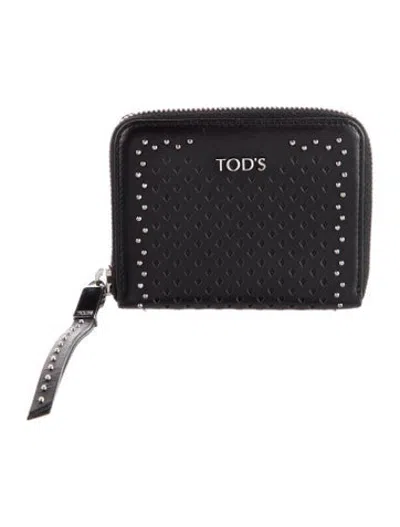 Pre-owned Tod's Leather Patterned Continental Wallet In Black