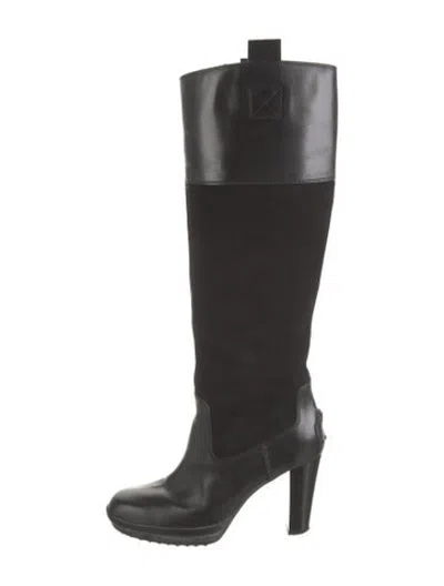 Pre-owned Tod's Leather Riding Boots In Black