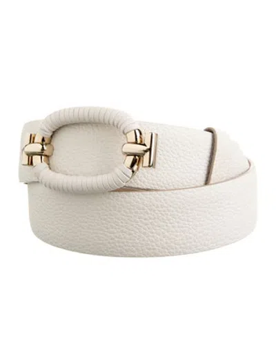 Pre-owned Tod's Leather Waist Belt In White