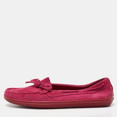 Pre-owned Tod's Pink Suede Gommino Loafers Size 38