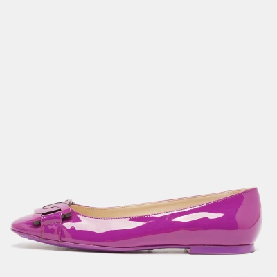 Pre-owned Tod's Purple Patent Leather Ballet Flats Size 39.5
