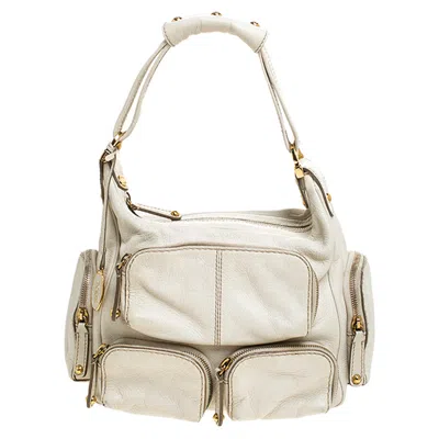 Tod's Leather Zipped Pockets Satchel In White