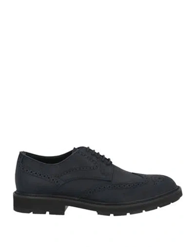 Tod's Man Lace-up Shoes Navy Size 9 Leather In Navy Blue