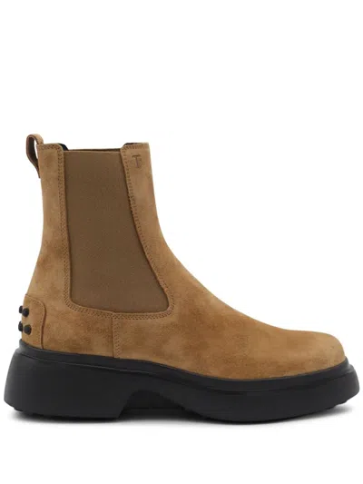 Tod's Suede Platform Boots In Brown