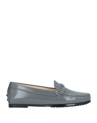 Tod's Woman Loafers Grey Size 8 Leather