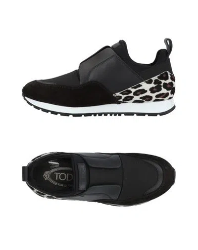 Tod's Woman Sneakers Black Size 5.5 Leather, Textile Fibers, Elastic Fibres