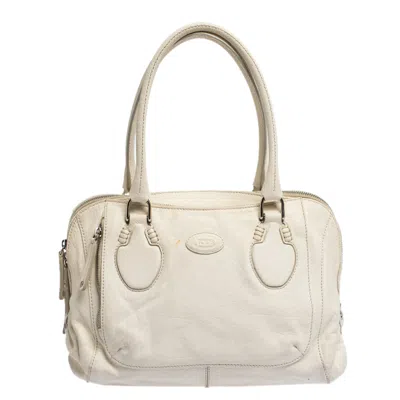Tod's Leather Double Zip Satchel In White