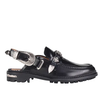 Toga Black Metal Mule Loafers