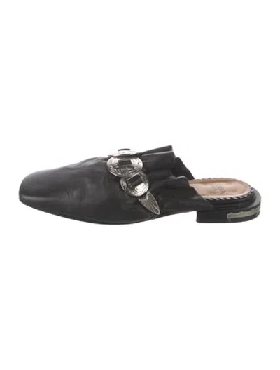 Pre-owned Toga Leather Mules In Black