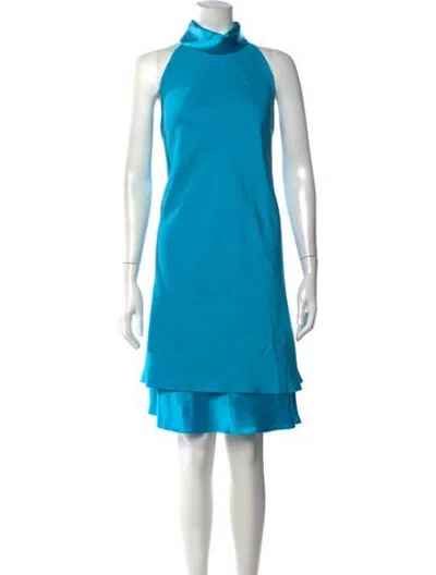 Pre-owned Tom And Linda Platt Halterneck Mini Dress In Blue