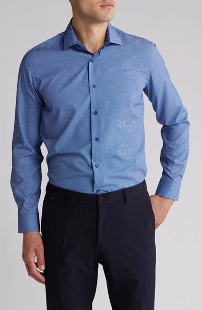 Tom Baine Long Sleeve Stretch Button-up Shirt In Blue
