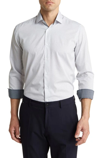 Tom Baine Long Sleeve Stretch Button-up Shirt In White