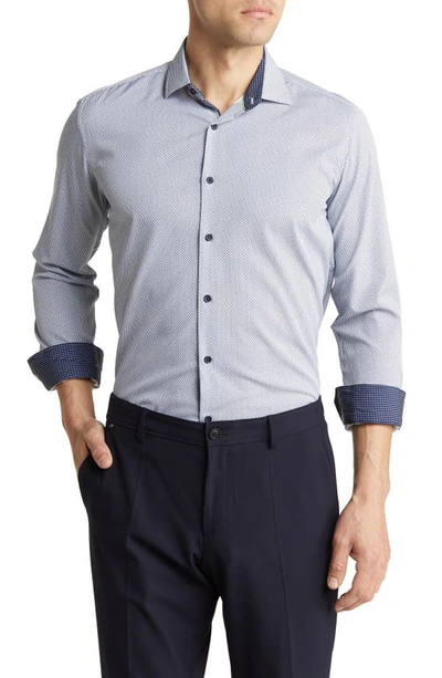 Tom Baine Long Sleeve Stretch Button-up Shirt In Blue