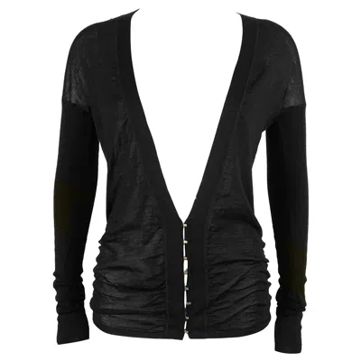 Pre-owned Tom Ford 1990's Gucci Black V-neck Knit Cardigan