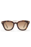 Tom Ford 49mm Cat Eye Sunglasses In Dark Havana / Brown Mirror