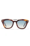 Tom Ford 49mm Cat Eye Sunglasses In Blonde Havana / Gradient Green