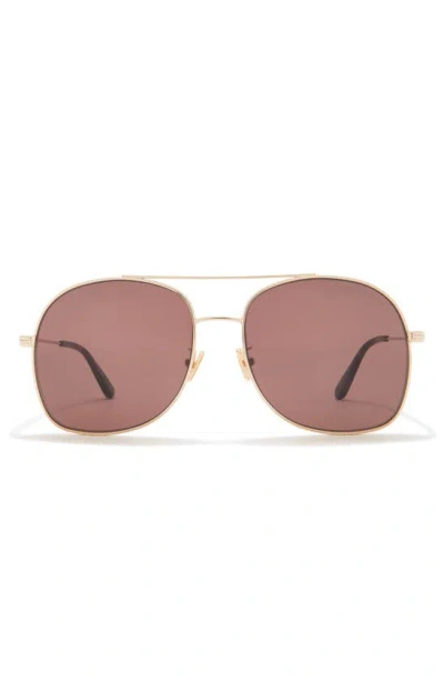 Tom Ford 60mm Oversize Sunglasses In Shiny Rose Gold / Brown