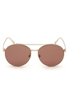 Tom Ford 61mm Round Sunglasses In Shiny Rose Gold / Violet