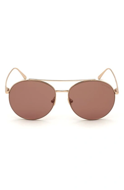Tom Ford 61mm Round Sunglasses In Brown