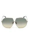 Tom Ford 66mm Geometric Oversize Sunglasses In Palladium / Green