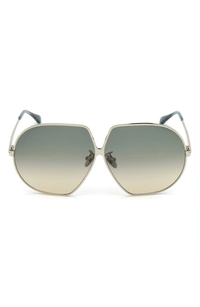 Tom Ford 66mm Geometric Oversize Sunglasses In Palladium / Green