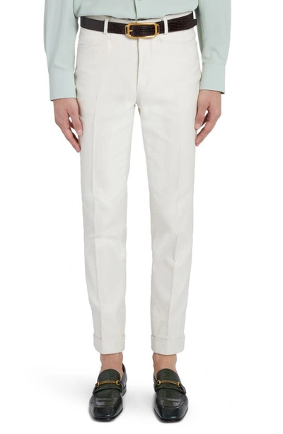 Tom Ford Atticus Cotton & Silk Canneté Pants In Ivory
