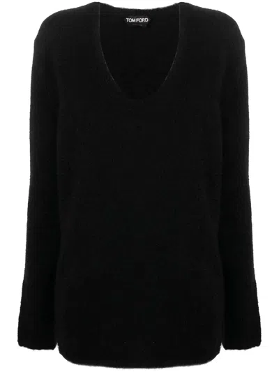 Tom Ford Black V-neck Knitted Sweater