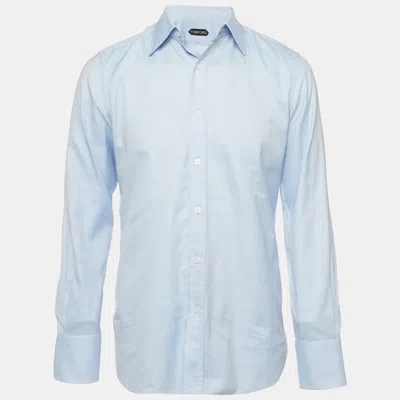 Pre-owned Tom Ford Blue Cotton Slim Fit Button-down Shirt M