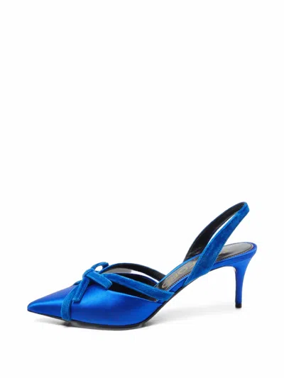 Pre-owned Tom Ford Bow-detail Slingback Pumps In Blue