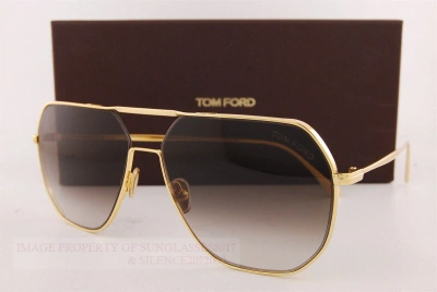 Pre-owned Tom Ford Brand  Sunglasses Gilles-02 Ft 0852 30b Deep Gold/gradient Smoke In Gray