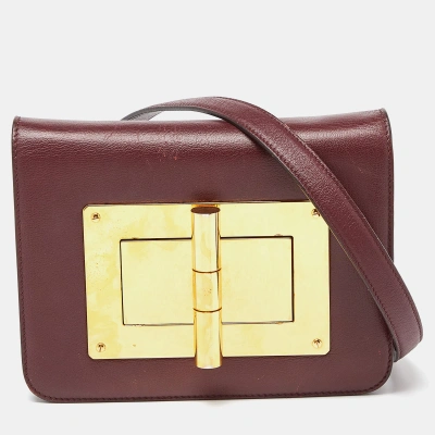 Pre-owned Tom Ford Burgundy Leather Small Natalia Crossbody Bag
