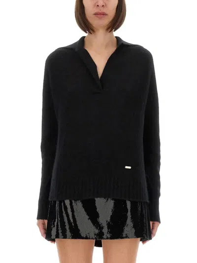Tom Ford Cashmere And Silk Long Sleeve Polo Shirt In Black
