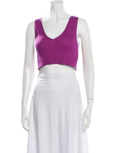 Pre-owned Tom Ford Cashmere V-neck Crop Top In White