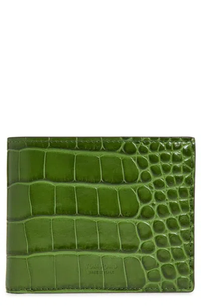 Tom Ford Embossed Leather Bifold Wallet In Cardamom