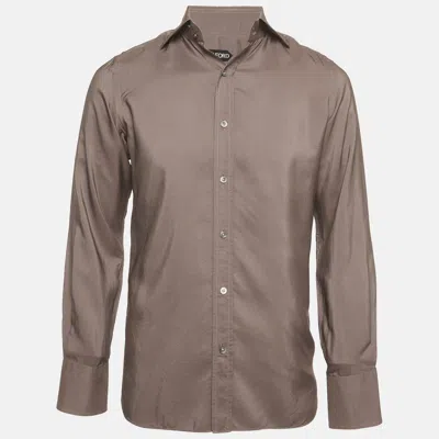 Pre-owned Tom Ford Grey Silk Button Down Camicia Shirt S