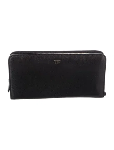 Pre-owned Tom Ford Leather Continental Wallet In Black