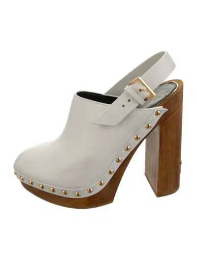 Pre-owned Tom Ford Leather Studded Accents Mules In Silver