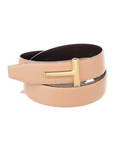Pre-owned Tom Ford Leather Waist Belt W/ Tags In Neutrals