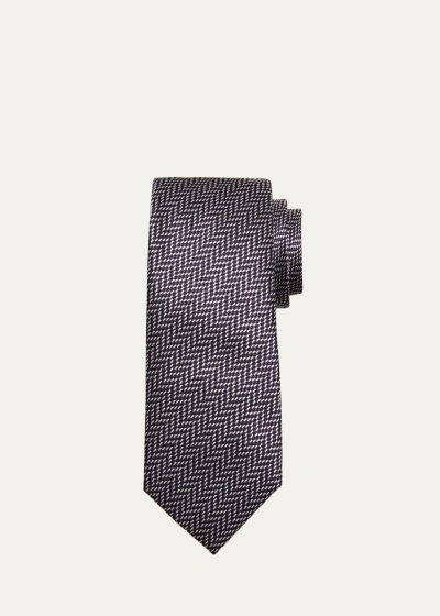 Tom Ford Men's Mulberry Silk Chevron Tie In Black