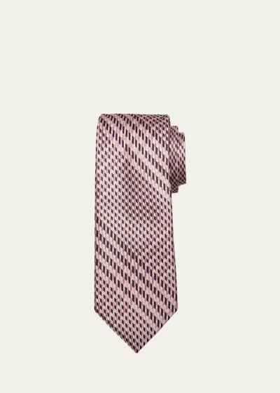 Tom Ford Men's Mulberry Silk Houndstooth Check Tie In Pink Multicolor