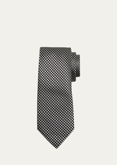 Tom Ford Men's Mulberry Silk Jacquard Polka Dot Tie In Black